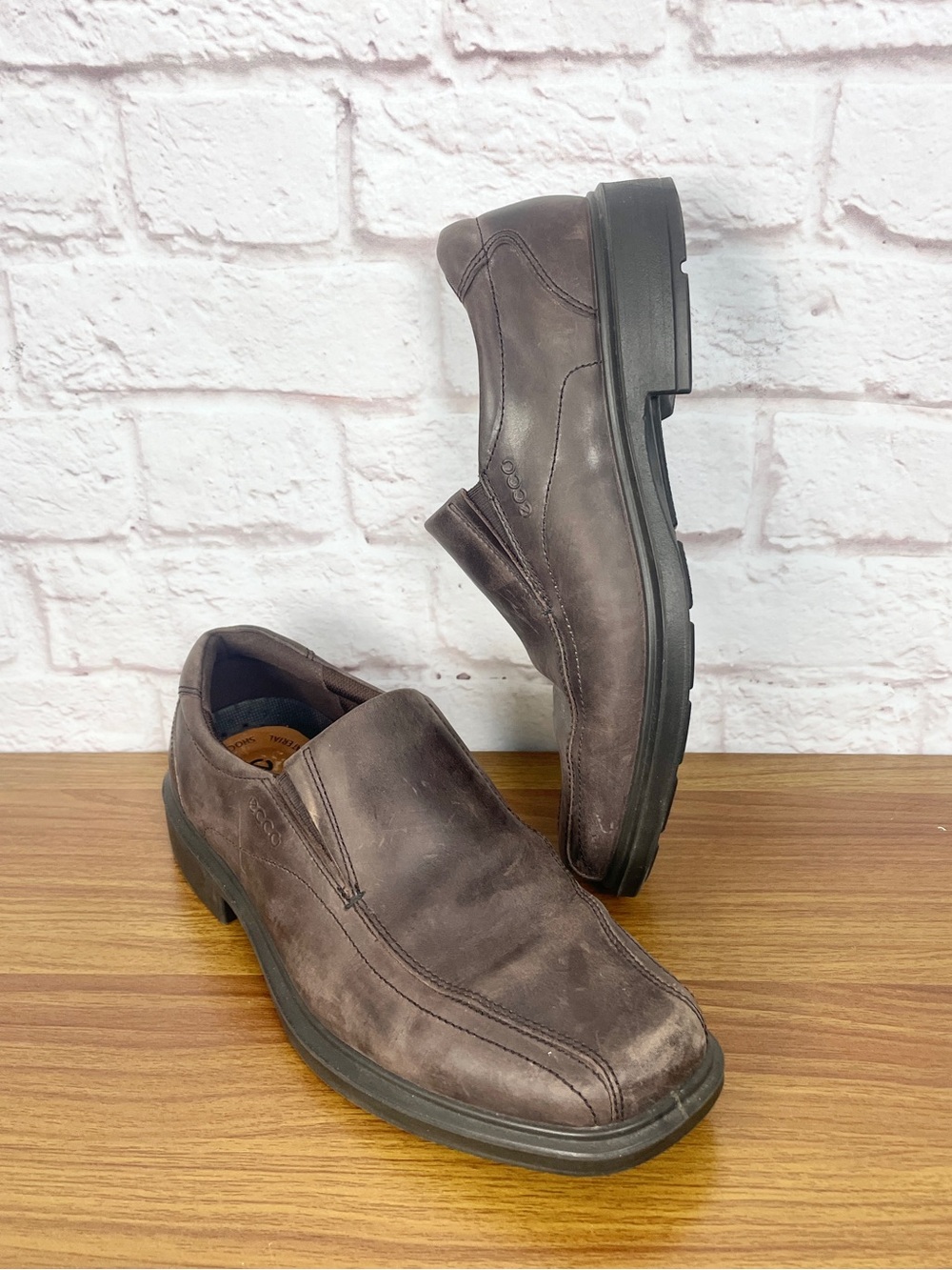 Ecco Helsinki Brown Leather Slip On Shoe Size 43/9.5